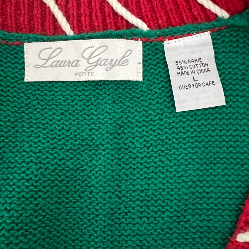 Laura Gayle Ugly Christmas Sweater Vest Petite Vest Gold Buttons EUC - Picture 5 of 6